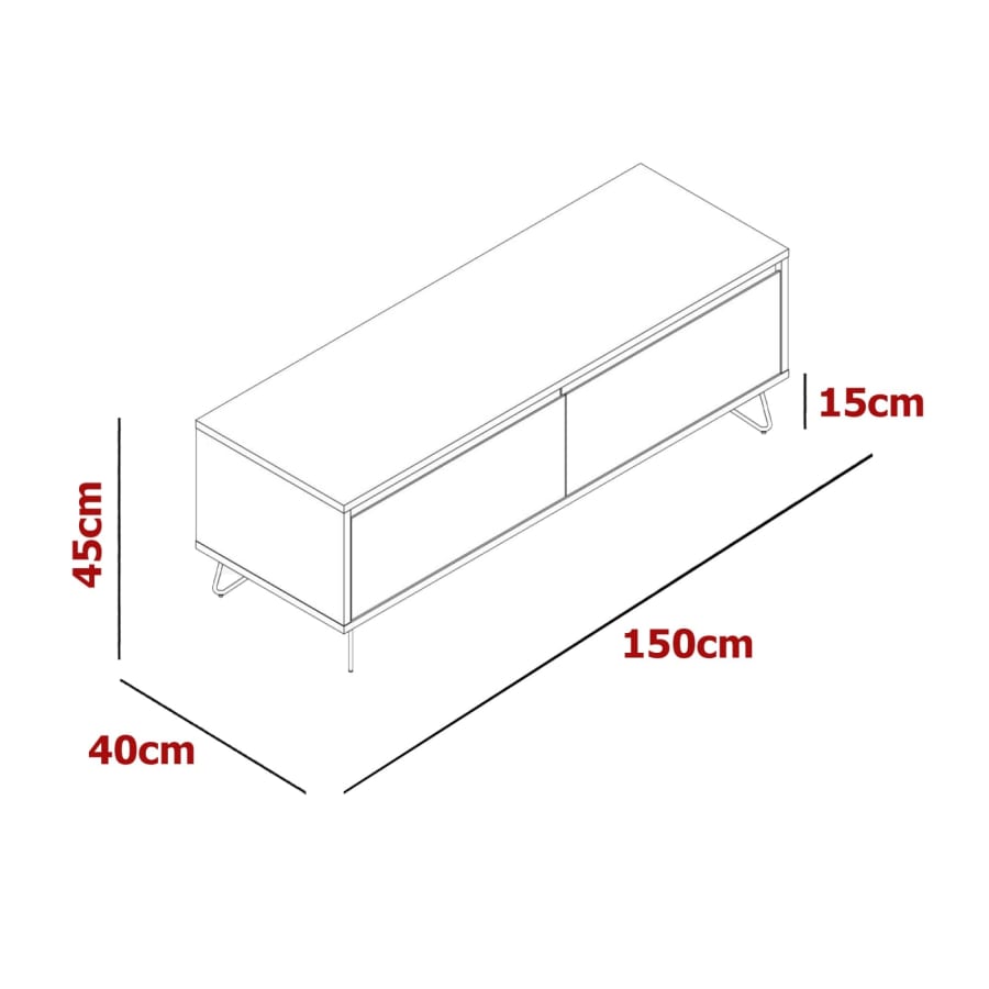Meuble TV XXL bleu compos&eacute; de 1 tiroir et 1 porte design